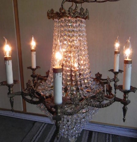 Magnificent Vintage Italian Empire Crystal Chandelier