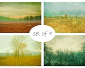 25% Off SALE Discounted Set. Nature photos. Red blue yellow decor. Wall art. Set of four photo prints. bright colors, trees branches 6x9
