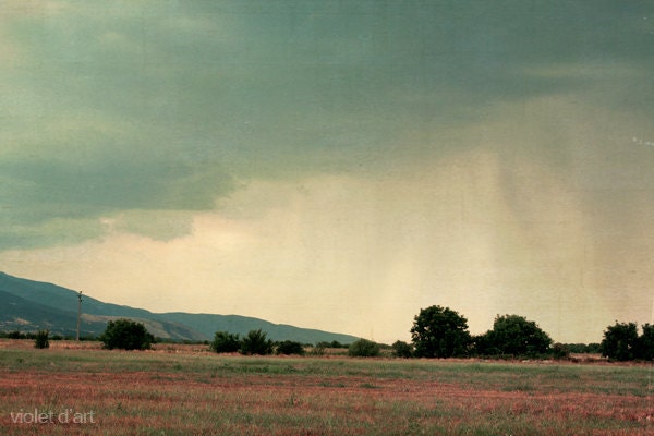 nature photo. landscape, photography, fine art, sky, clouds, rain, blue red, home decor, wall art