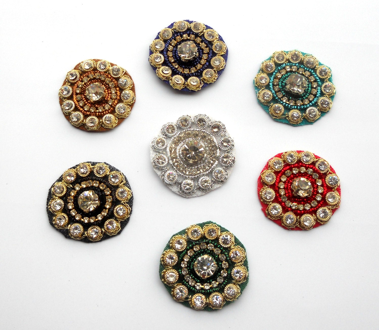 In 7 Colors.Rhinestone Appliques. Flower Appliques by Folk Stroke Sparkle Star Jewels for Spring