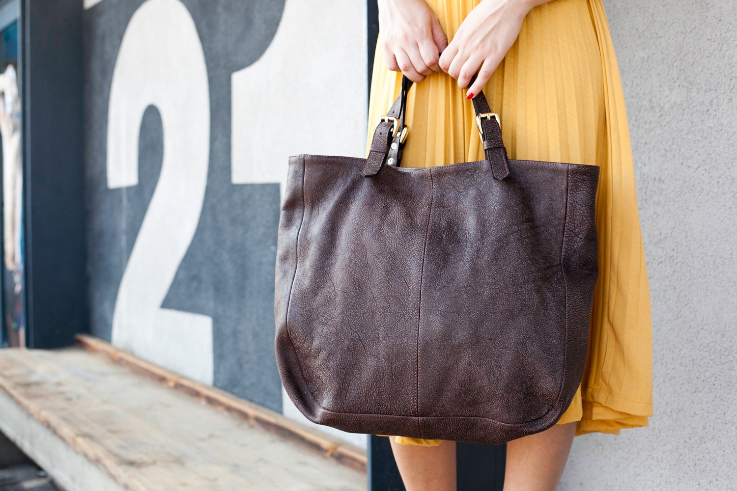 25% off Dark Brown Large Leather Tote, Brown Leather Tote, brown tote bag, every day brown tote