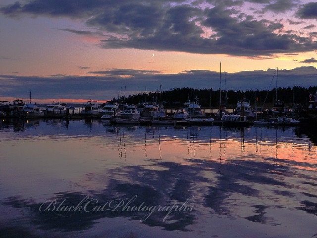 Romantic Sunset Photography, Boats at sunset, lavender Seaside art, nautical art Print, harbor, pastel pink 5x7, Ocean fine Art Photograph
