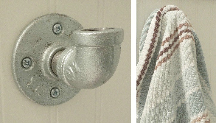 Plumb-Good single hook towel hanger....silver...chrome....plumbing parts....by wreckd on etsy