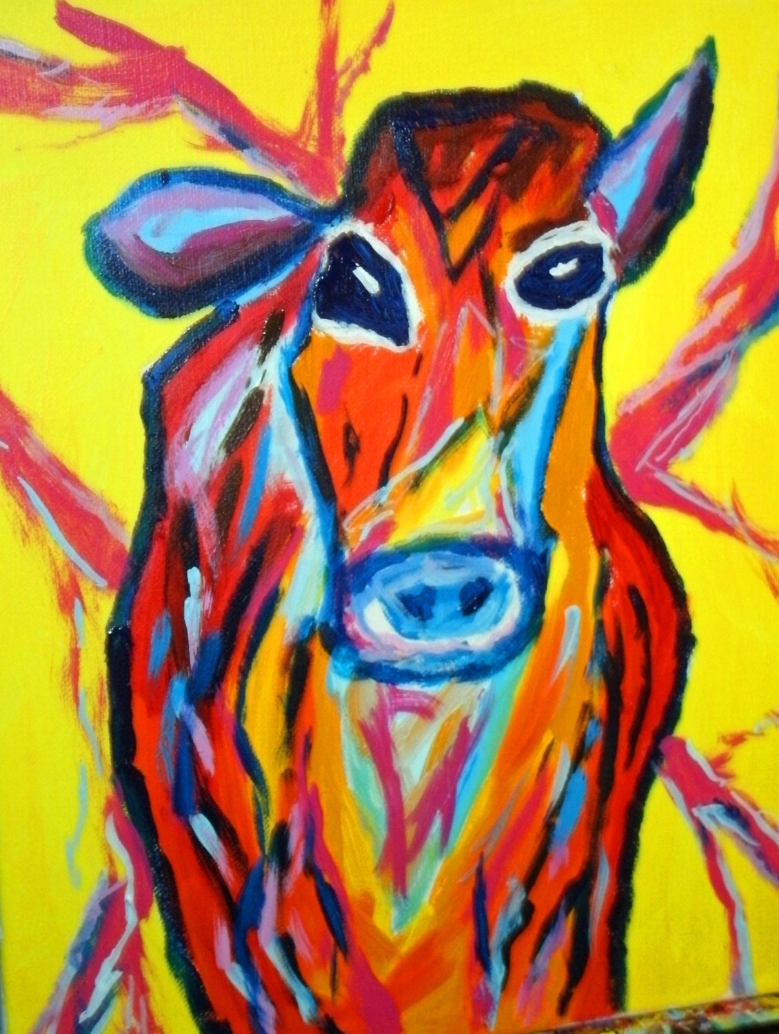 Cool Cow 11x14 acrylic painting