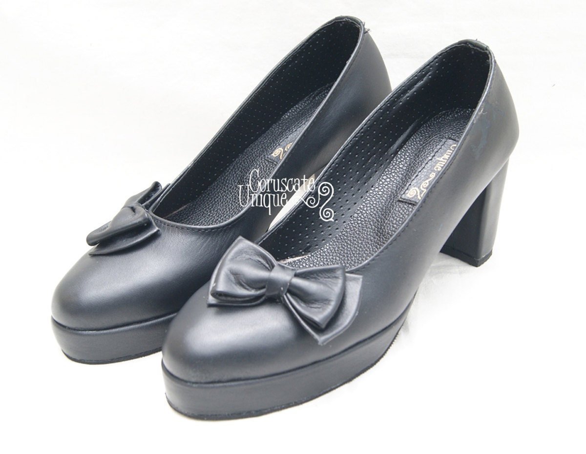 Black Big Bow Pumps Shoes