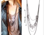 BOHO Chic Elegant Filigree Tree Leaf Leaves Cluster Multi-Layer Chain Pendant Bib Statement Fringe Tassels Necklace Collar, woodlland forest