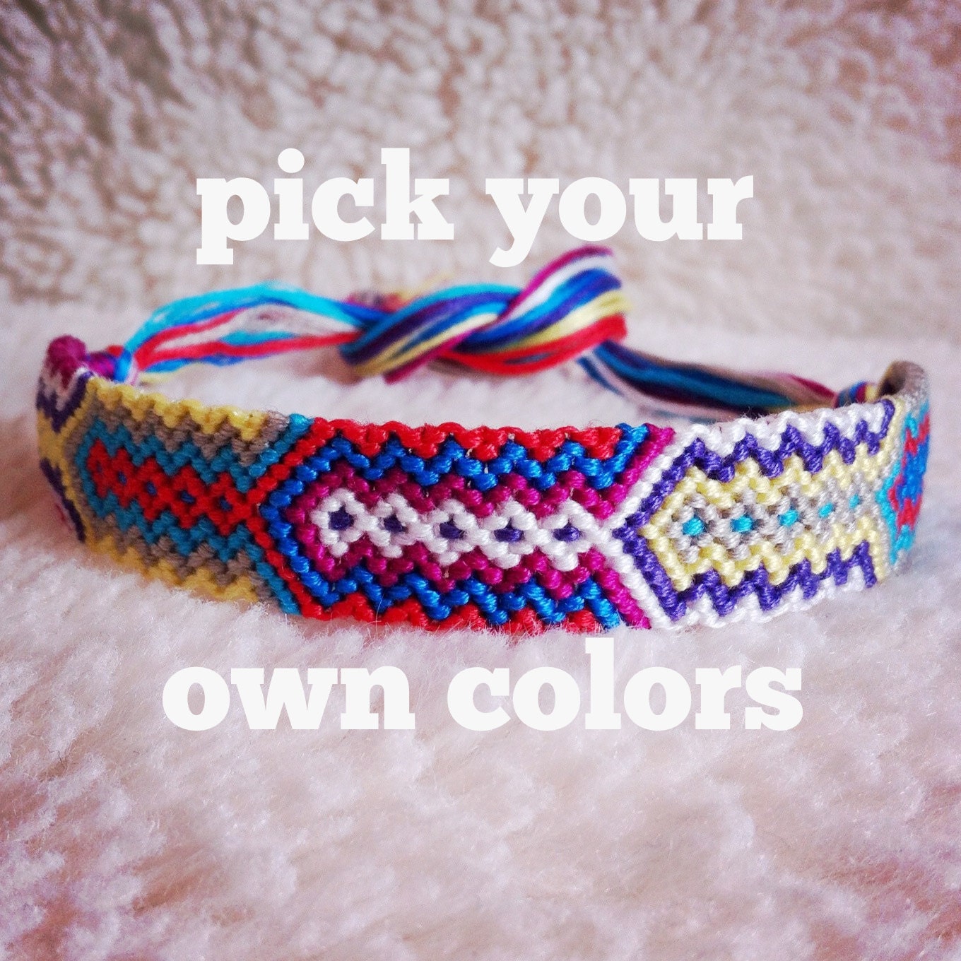 Friendship Bracelet - MADE TO ORDER: Braided Handmade Embroidery Floss Fiber Friendship Bracelet - Wide Tribal Arrowheads