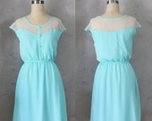 PETIT DEJEUNER - Seafoam teal aqua dress with polka dot lace illusion neckline // retro // vintage inspired // bridesmaid dress