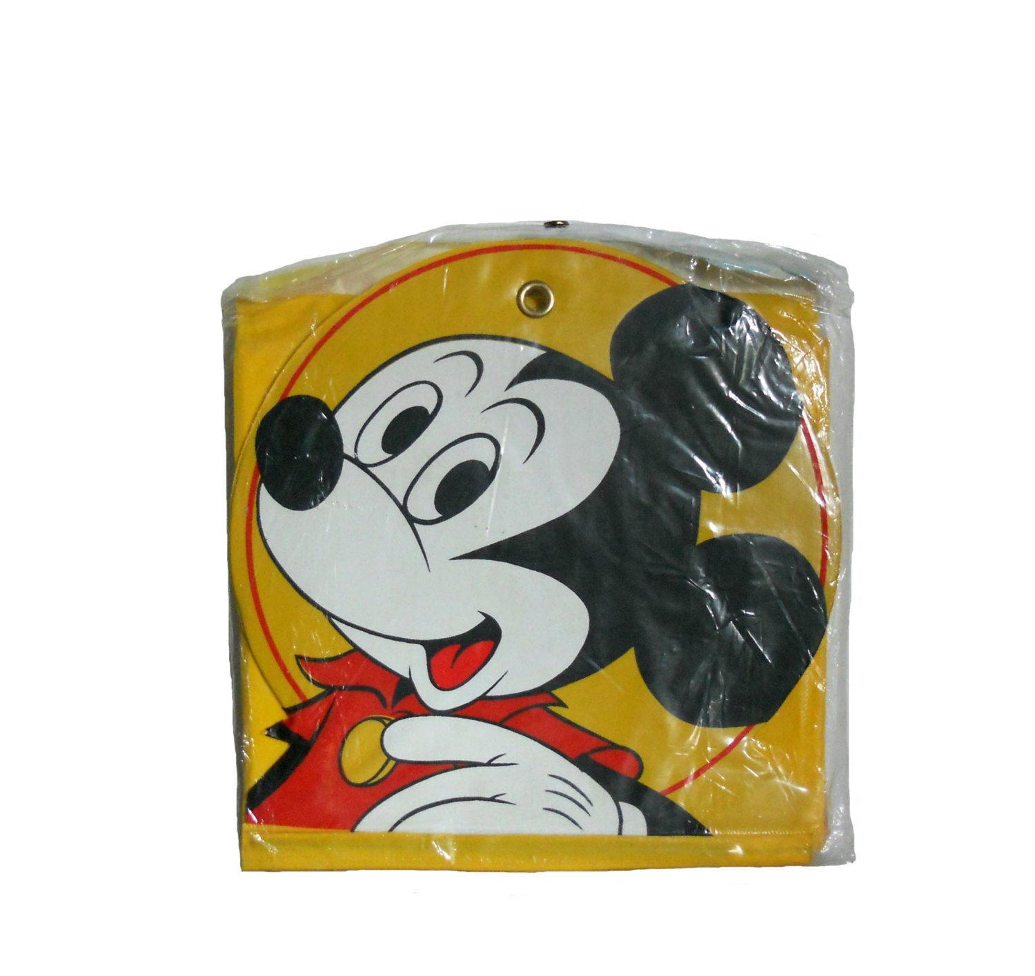 Vintage Mickey Mouse Children's Shoe Bag - 6 Pockets in Golden Yellow and Red -  Closet Organizer- NOS - Unused