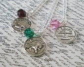 personalised silver Zodiac necklace, birthstone necklace, astrological sign, zodiac pendant, crystal birthstone,