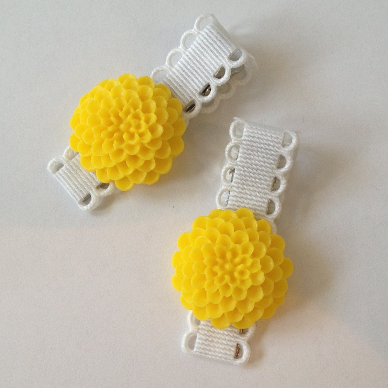 Yellow and white  flower hair clip