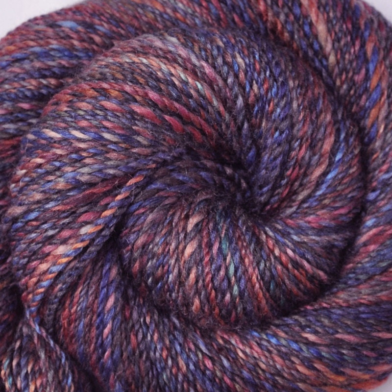 Handspun yarn - FRIENDLY MANNER - Handpainted Silk / Blue Faced Leicester (BFL) wool, worsted weight, 240 yards