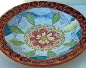 hand painted flower bowl ceramic pottery majolica