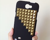 FREE Shipping US - Samsung Galaxy Note 2 Brass Studs Studded Black Rubberized Hard Phone Case