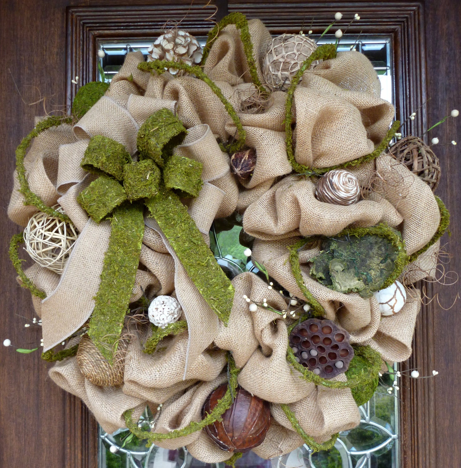 Natural Jute BURLAP and MOSS WREATH