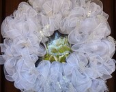 36" Deco Mesh WHITE WEDDING WREATH