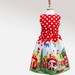 Little girls party dress- gnome print