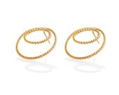 14k Gold plated Silver Stud Earrings of two circles  when one rises higher than the other and creates a three-dimensional look.