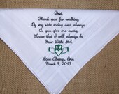 Man's Personalized Wedding Bridal Handkerchief for the Father of the Bride
