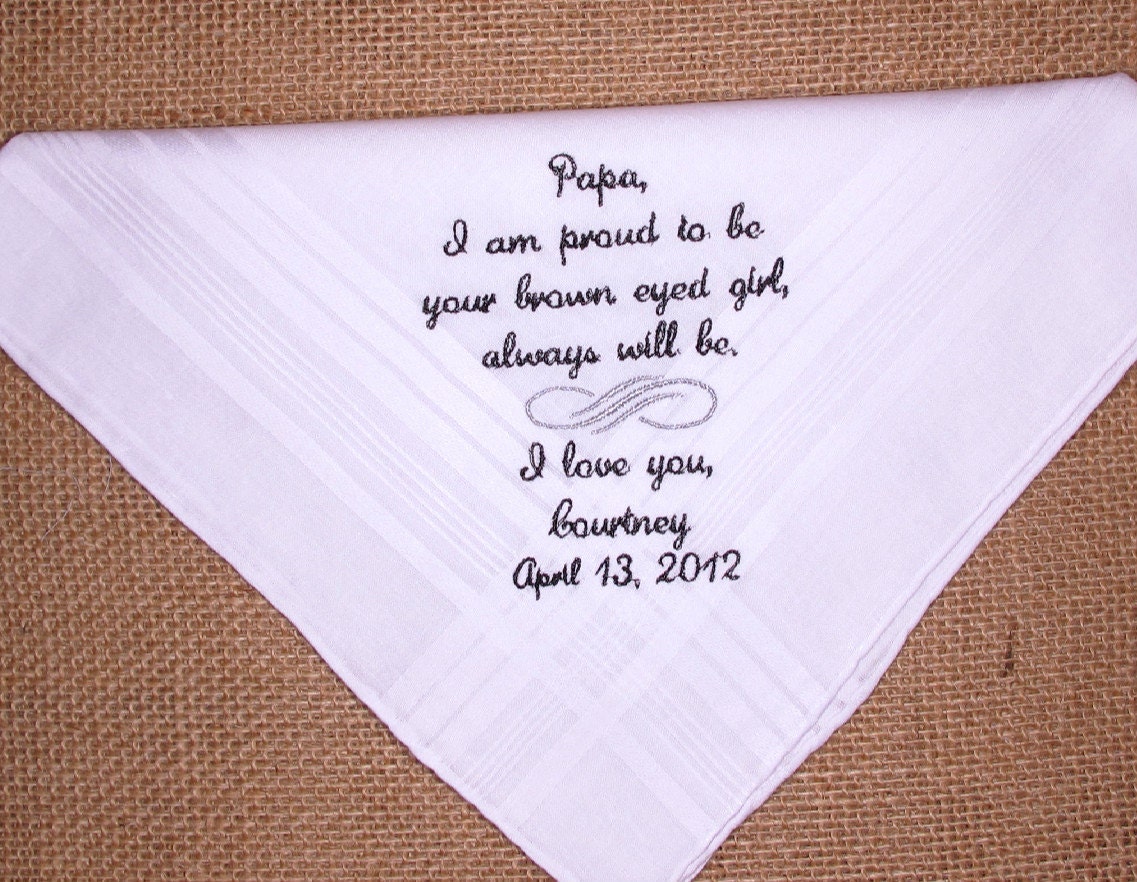 Man's Personalized Wedding Bridal Handkerchief for the Father of the Bride