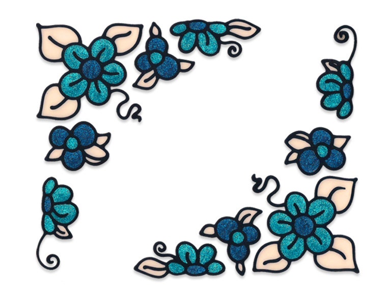 Flowers corners - Window / mirror frame - handmade  sticker / decals - home decor - stained glass window cling decoration - suncatcher