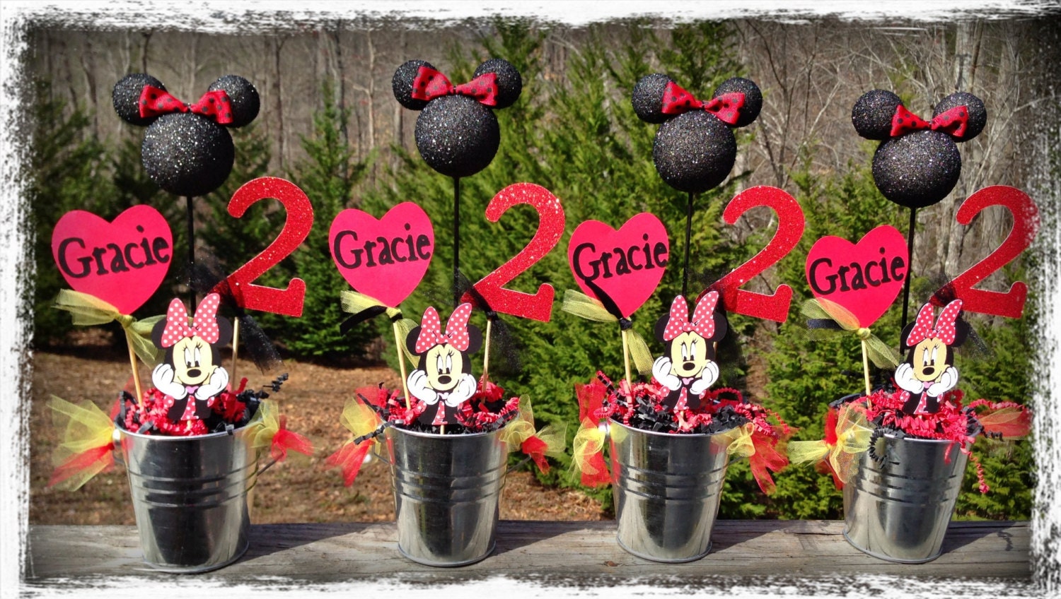 Minnie Mouse Birthday Centerpieces (Set of 4)
