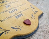 Love, Joy, Faith, Hope,  Retro nursery sign, Vintage yellow blessing sign for kids room, Mothers day gifts