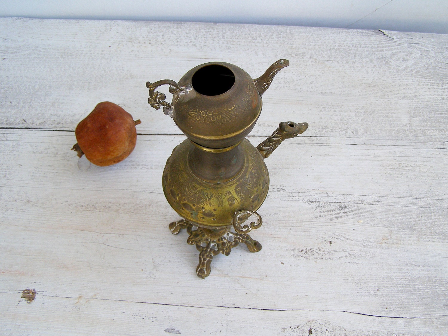 Decorative Tea Samovar, Vintage Turkish Miniature Samovar, Oriental, Boho, Copper teapot, Tea Ritual, Party, Collectible, Antique tableware