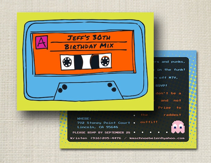 80's Cassette Tape //  Birthday Invitation