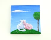 Original Painting, Cat Painting on Reclaimed Wood, Love Cats Illustration, Reclaimed Wood Art, Nursery Artwork