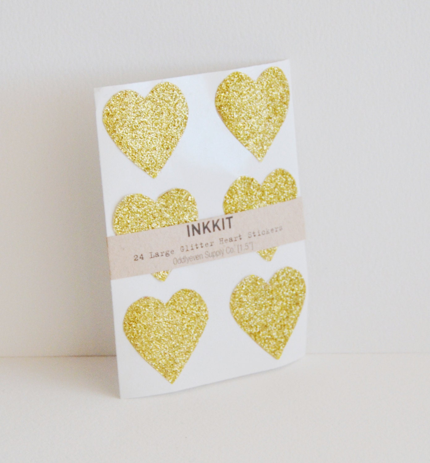 gold glitter large heart stickers  (24 stickers)