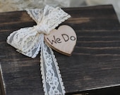 Wedding Ring Pillow, Ring Bearer Box, We Do Box, Personalized Bride & Groom Initials, Rustic Wedding
