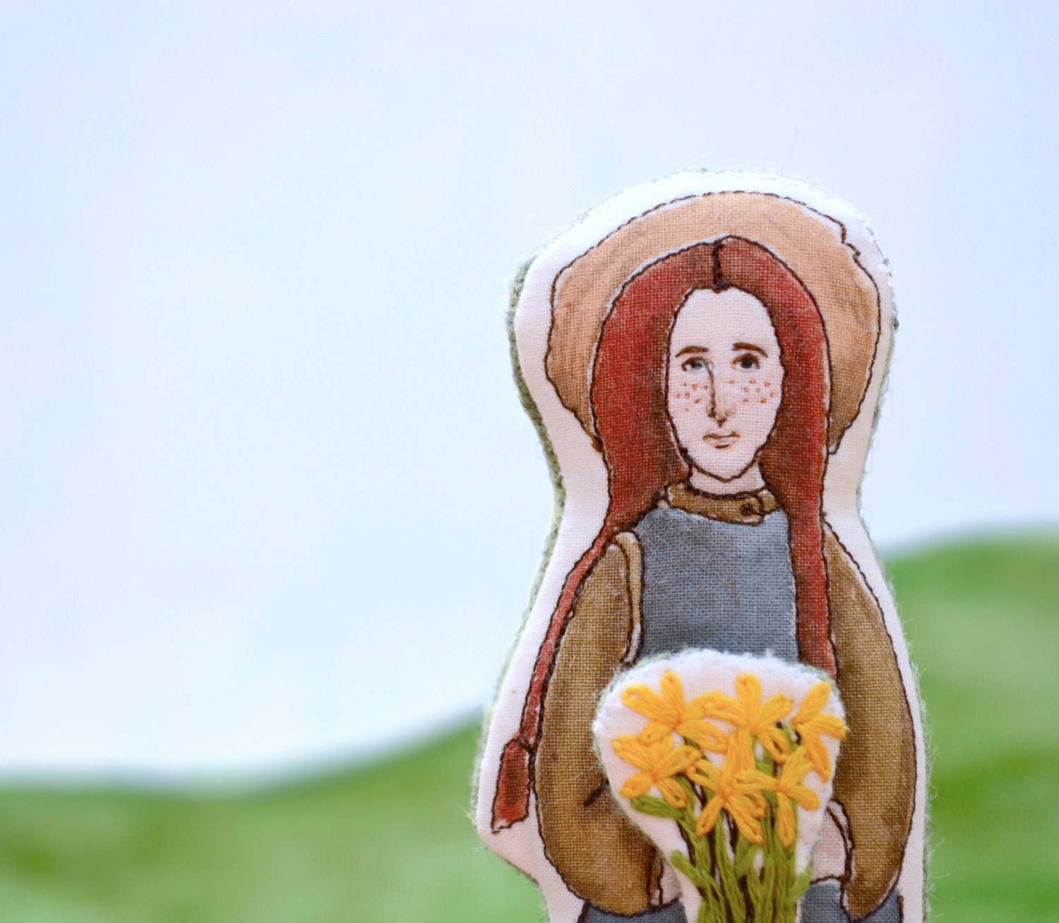Embroidered Art Doll. Anne of Green Gables. Handmade Cloth Toy by Aly Parrott on Etsy. Made to order.