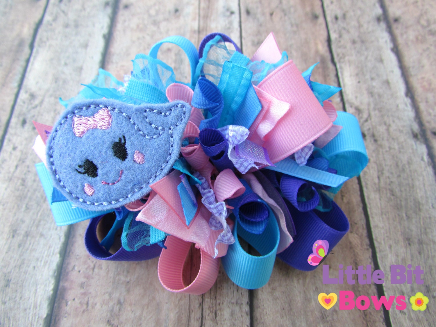 Pink, Purple, and Blue Girly Whale Feltie Boutique Funky Bow