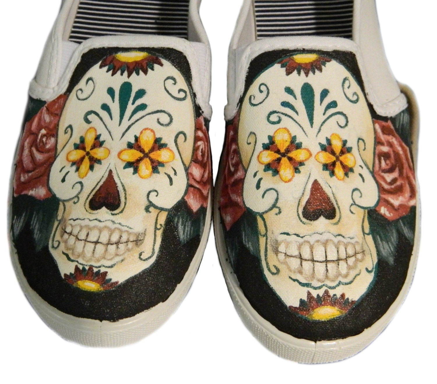 Sugar Skull Painted Sneakers, Day of the Dead, Dia de los Muertos