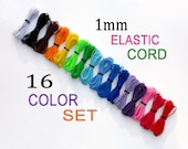 Elastic Cord - 16 Color Set - for Bracelet Cording, Bead Elastic, Jewelry, Sewing - Friendship Bracelet Supplies, Knitting