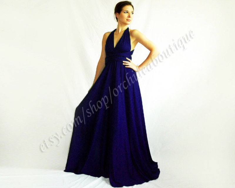 bridesmaid dress Infinity Evening Convertible Wrap Chameleon Maxi Dress Navy Blue