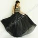 Maxi skirt black chiffon with silver satin lining