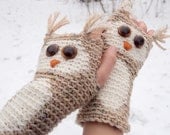 OWL FINGERLESS GLOVES (Beige) - Free Shipping Worldwide