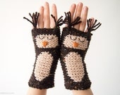 Sleepy OWL FINGERLESS GLOVES (Chocolate Brown) - Free Shipping Worldwide