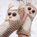 OWL FINGERLESS GLOVES (Beige) - Free Shipping Worldwide
