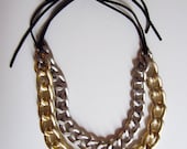 Gold and Silver OMBRE Chunky Double Chain Cuff Link Necklace