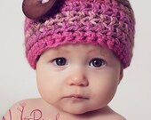 Crochet Hat PATTERN Baby Button Bulky Beanie Crochet PDF 155 - Newborn to Adult - Permission To Sell Finished Items - Photography Prop