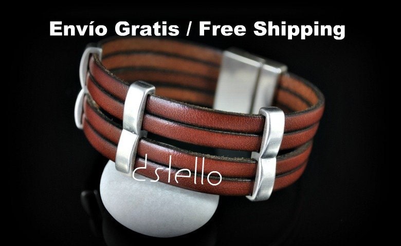 Wide Cuff, Wrap Around Leather Bracelet with Silver color Magnetic clasp, Unisex Jewelry, Choose favorite color, Personalized (36S-I)