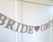 German Glass Glitter "BRIDE & GROOM" Serif Font Letter Garland
