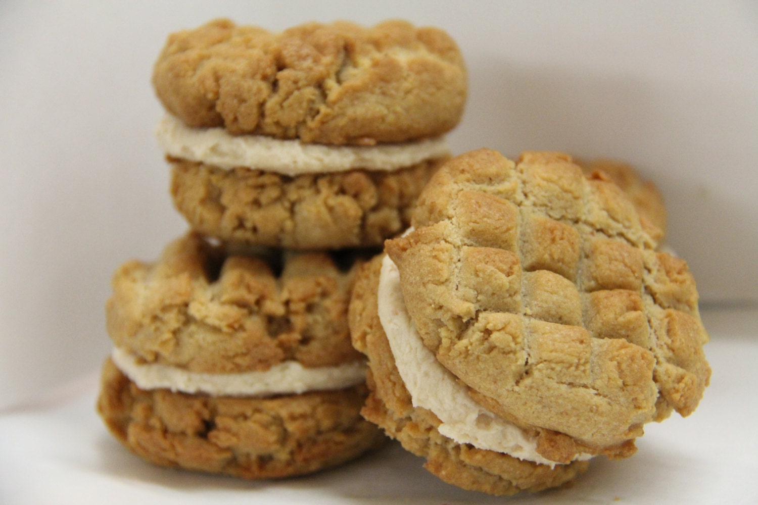 Peanut Butter Cookie Sandwiches with Peanut Butter Buttercream Filling - 1 Dozen