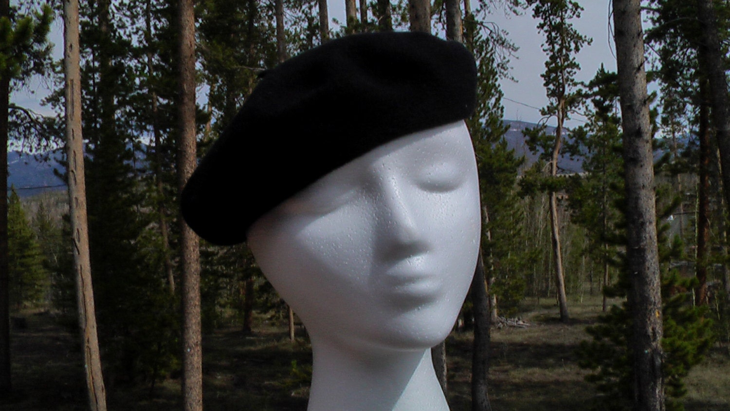Vintage Black Felted Wool beret- Beret Basque French Beret Cocktail Hat Fascinator