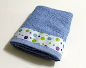 Baby Blue Hand Towel  Bib Burp Cloth Towel White with Baby Color Trim