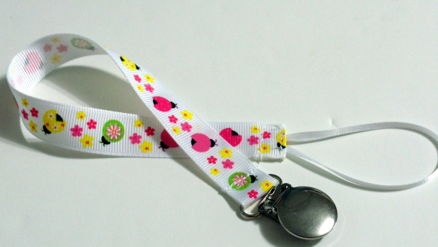 Ladybug Flower Ribbon Pacifier Clip Pacifier Holder