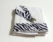 Zebra Print Grosgrain Ribbon Burp Cloth and Pacifier Clip Holder